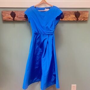 Weekend Max Mara Blue Cotton Blend Midi‎ Dress Cap Sleeve Womens